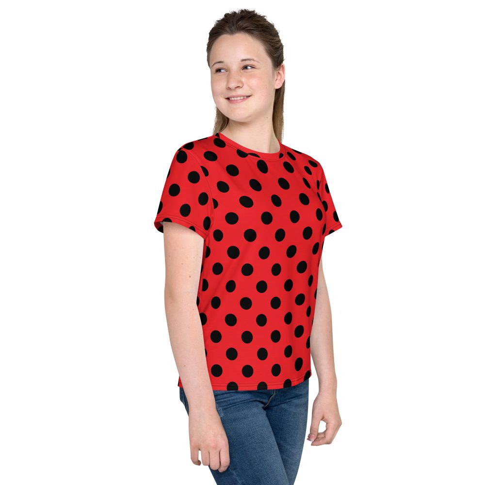 Ladybug Costume Red and Black Polka dot Youth crew neck t-shirt - Image 3