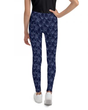 Dragon Cosplay Costume Navy Blue Scales Youth Leggings