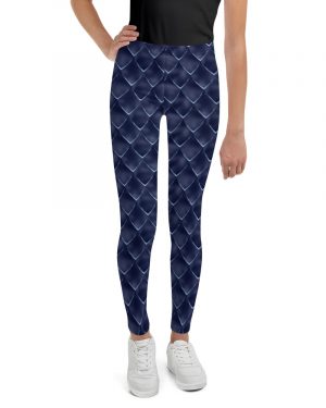 Dragon Cosplay Costume Navy Blue Scales Youth Leggings