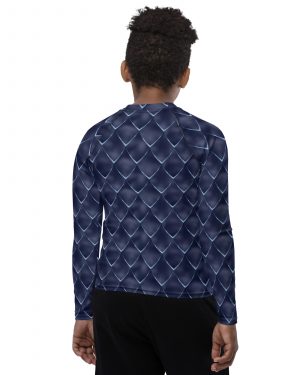 Dragon Cosplay Costume Navy Blue Scales Youth Long Sleeve Shirt