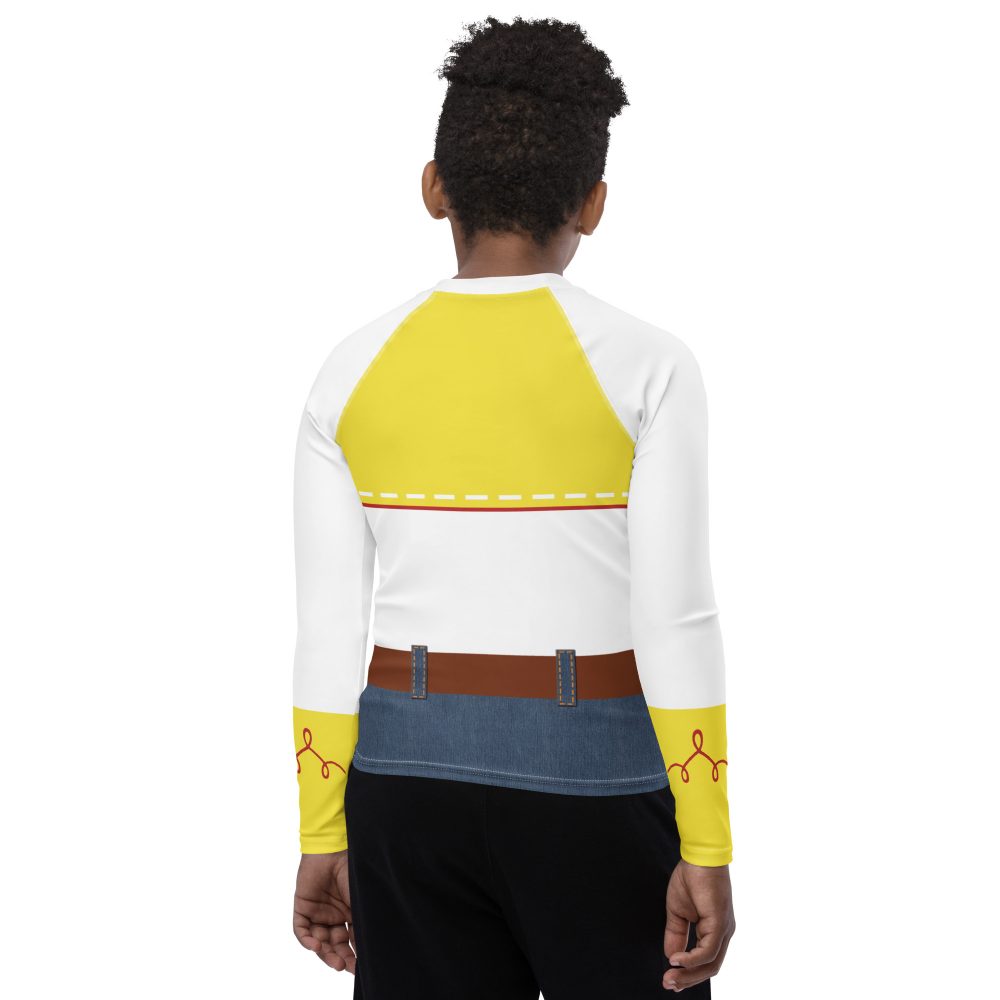 Cowgirl Costume Jessie Cosplay Cow Chaps Print Youth Rash Guard - Image 4