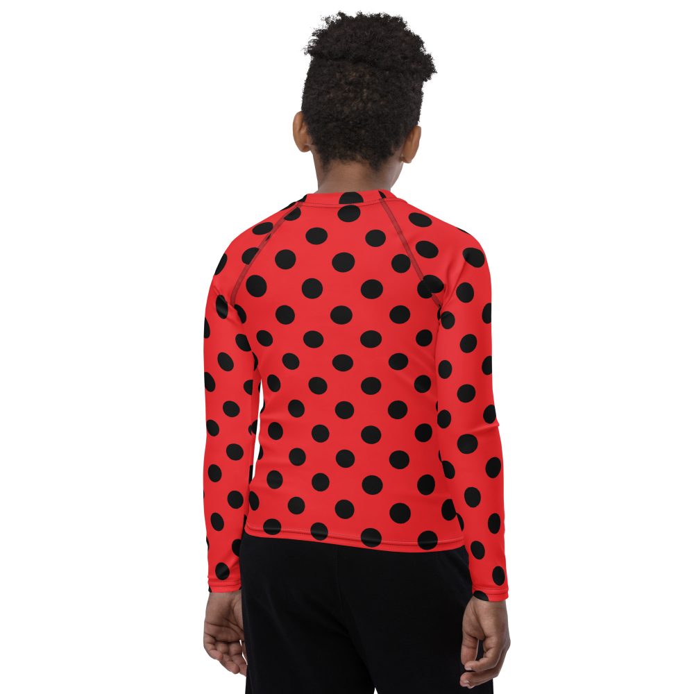 Ladybug Costume Red and Black Polka dot Youth Rash Guard - Image 4