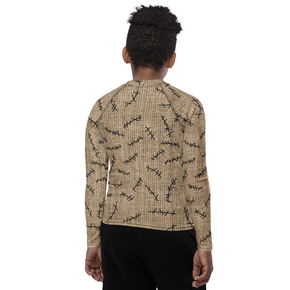 Oogie Boogie Halloween Christmas Costume Burlap Print Youth Rash Guard - Image 2