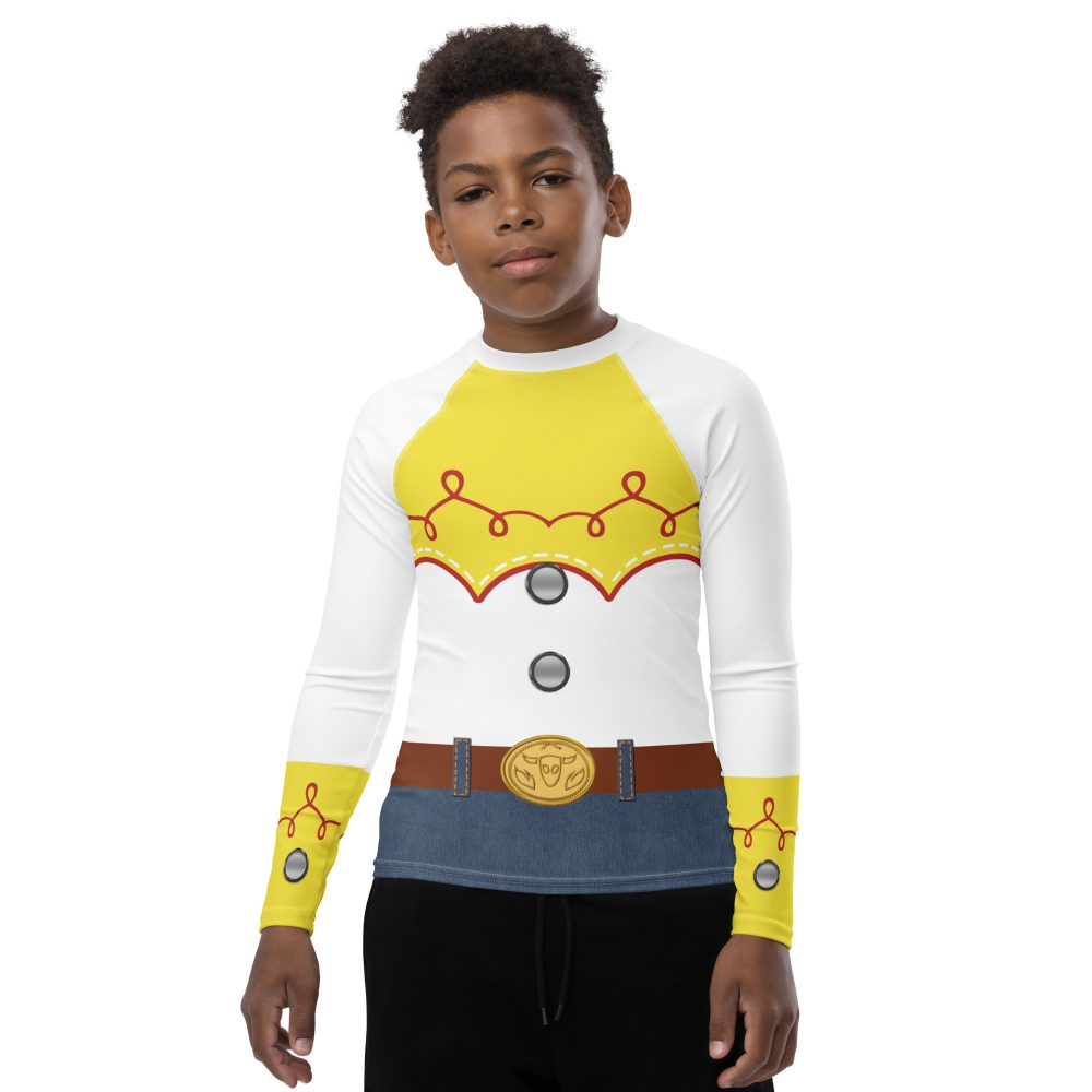 Cowgirl Costume Jessie Cosplay Cow Chaps Print Youth Rash Guard - Image 5