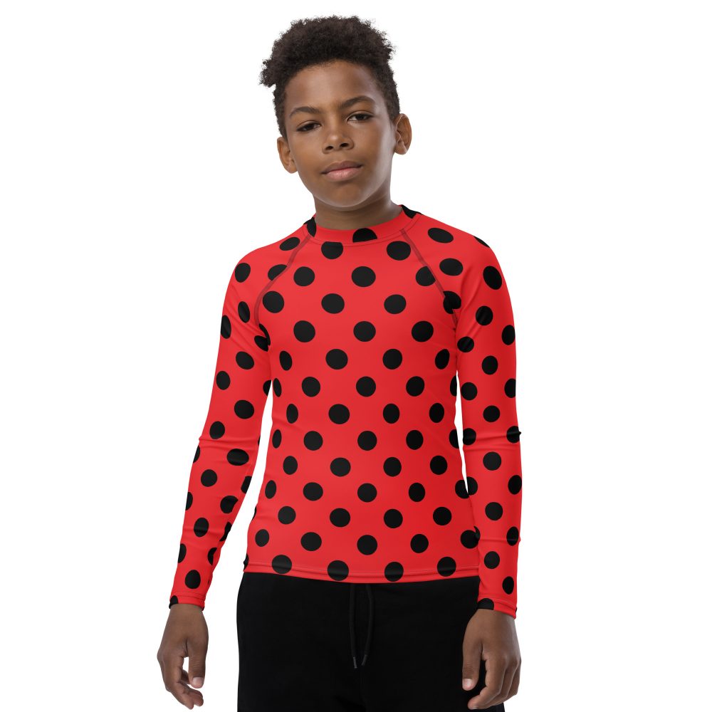 Ladybug Costume Red and Black Polka dot Youth Rash Guard