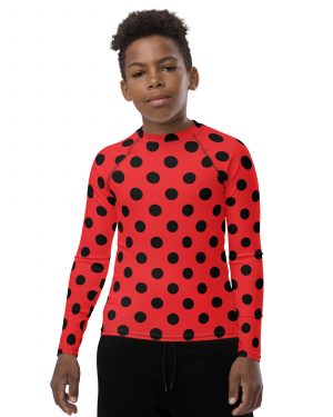 Ladybug Costume Red and Black Polka dot Youth Rash Guard