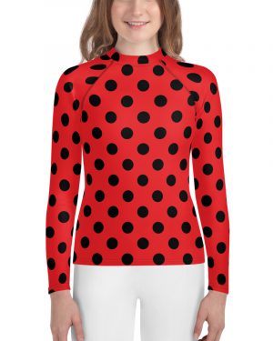 Ladybug Costume Red and Black Polka dot Youth Rash Guard