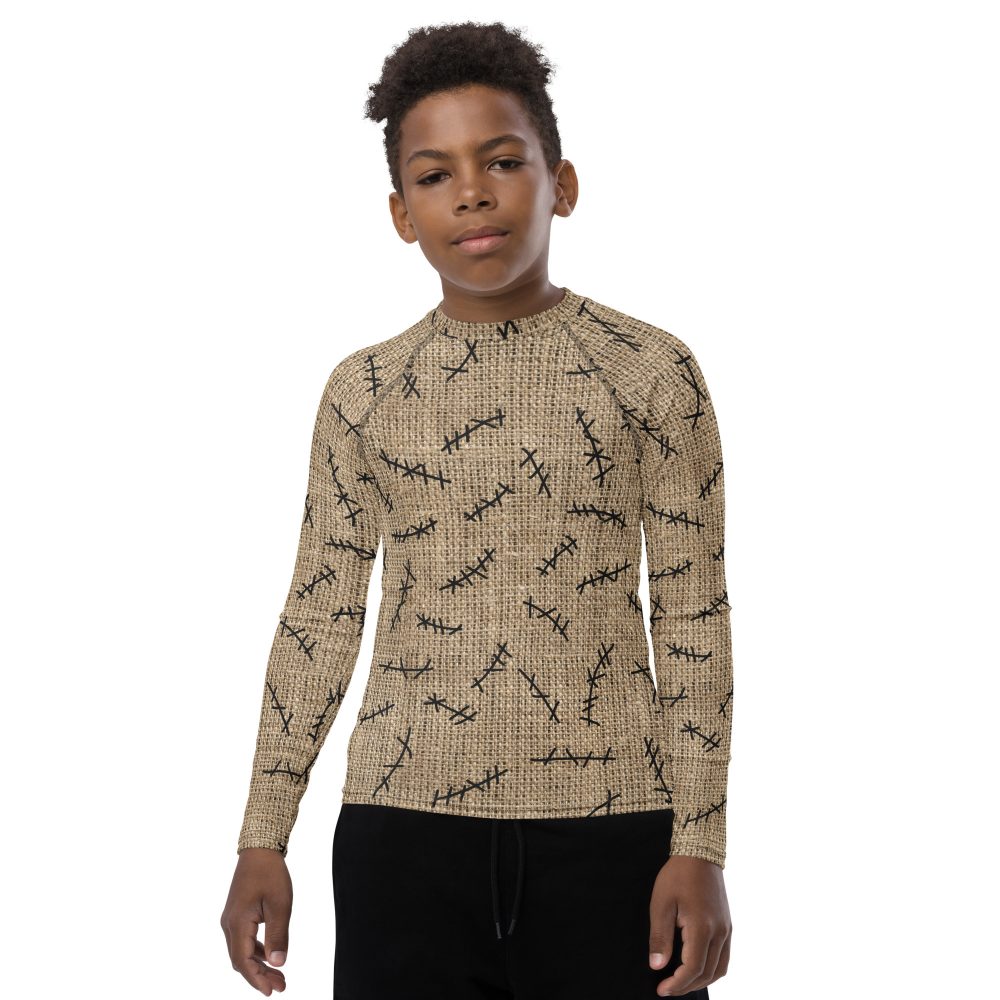 Oogie Boogie Halloween Christmas Costume Burlap Print Youth Rash Guard