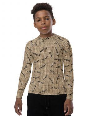 Oogie Boogie Halloween Christmas Costume Burlap Print Youth Rash Guard