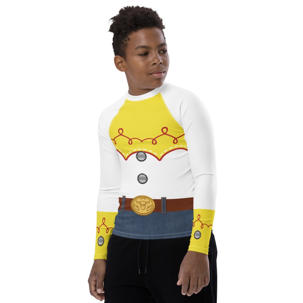 Cowgirl Costume Jessie Cosplay Cow Chaps Print Youth Rash Guard - Image 2