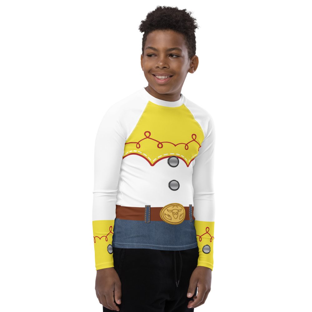 Cowgirl Costume Jessie Cosplay Cow Chaps Print Youth Rash Guard - Image 3
