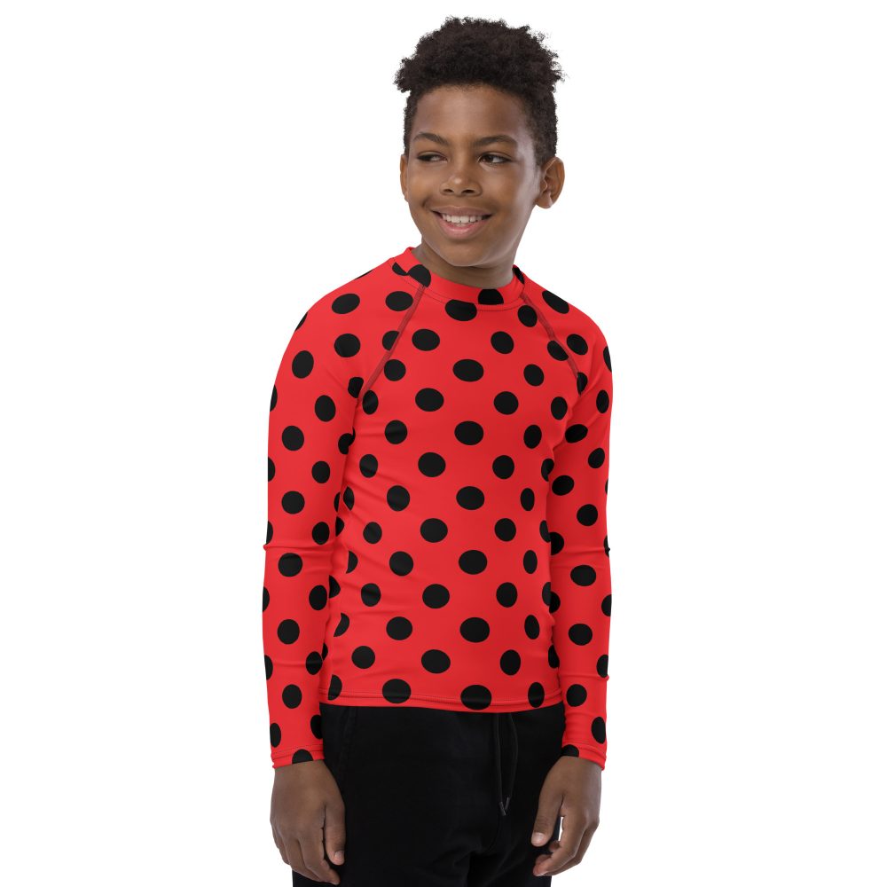 Ladybug Costume Red and Black Polka dot Youth Rash Guard - Image 6