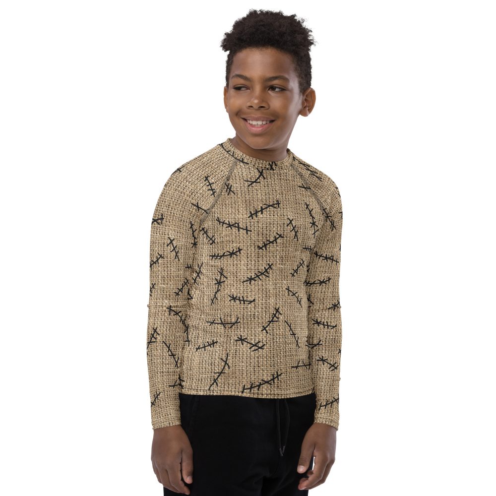 Oogie Boogie Halloween Christmas Costume Burlap Print Youth Rash Guard - Image 4
