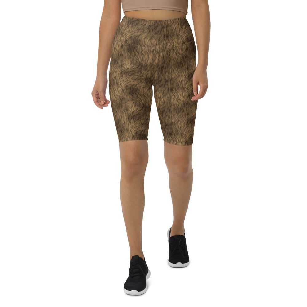 Brown Fur Print Bear Dog Cat Costume Bike Shorts