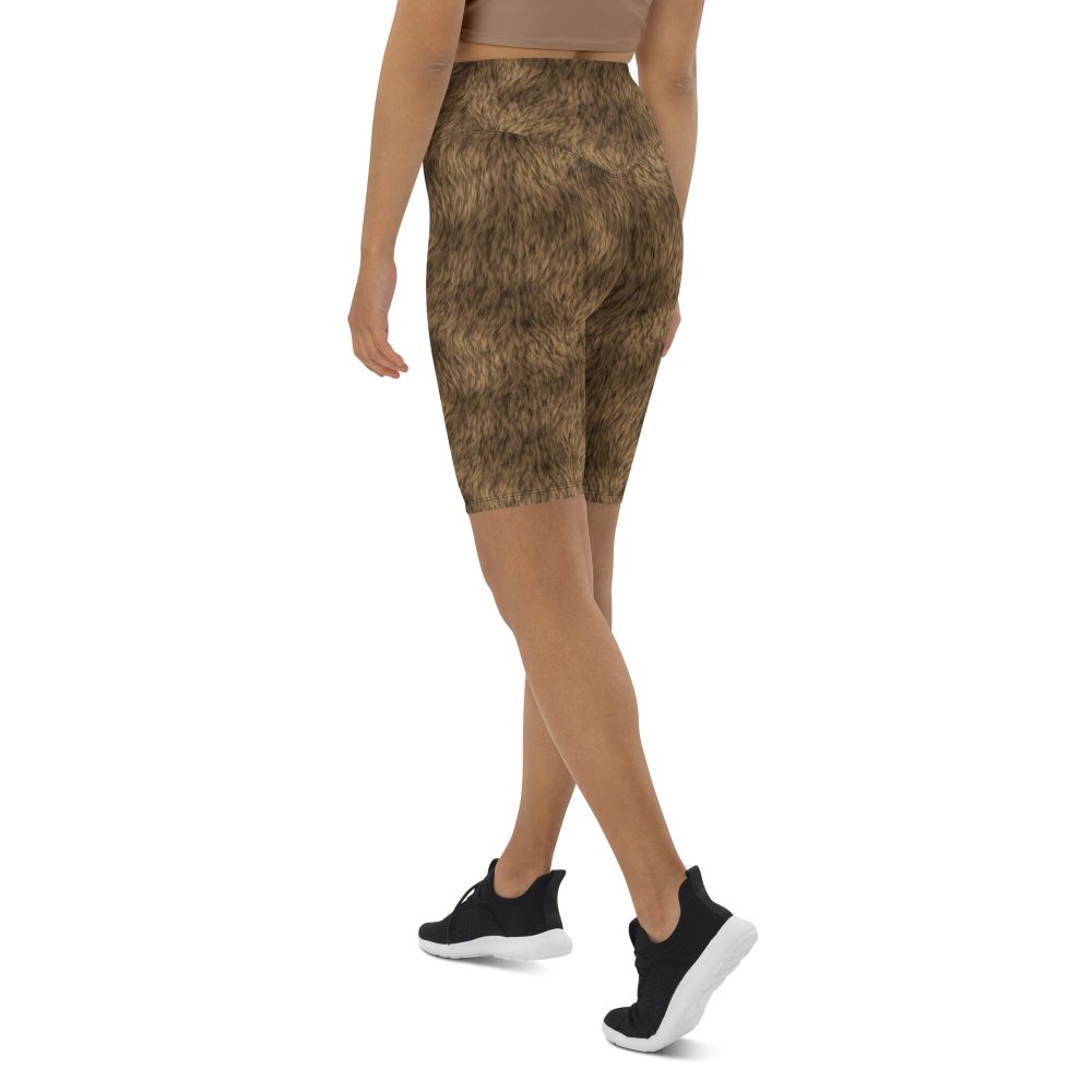 Brown Fur Print Bear Dog Cat Costume Bike Shorts - Image 6