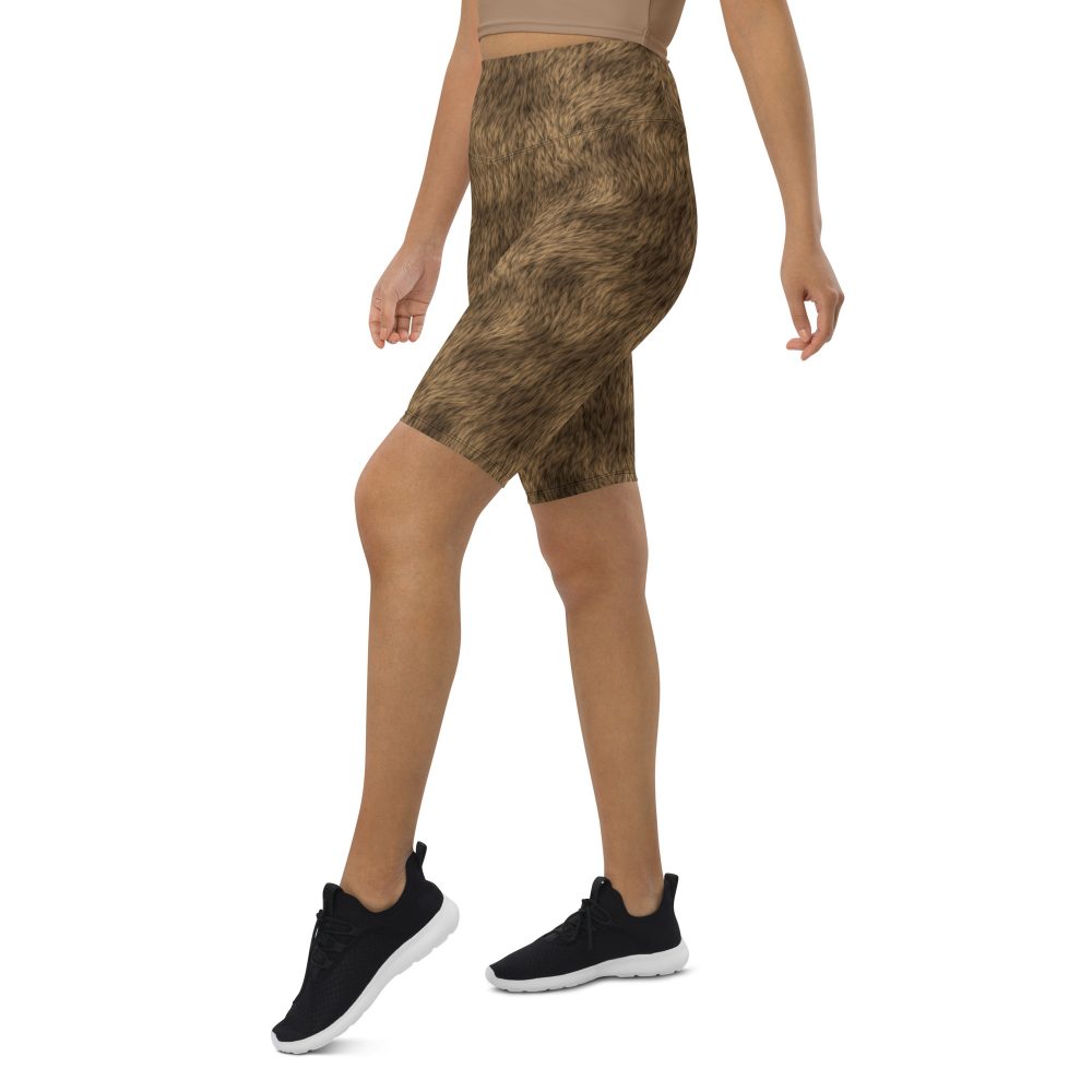 Brown Fur Print Bear Dog Cat Costume Bike Shorts - Image 7