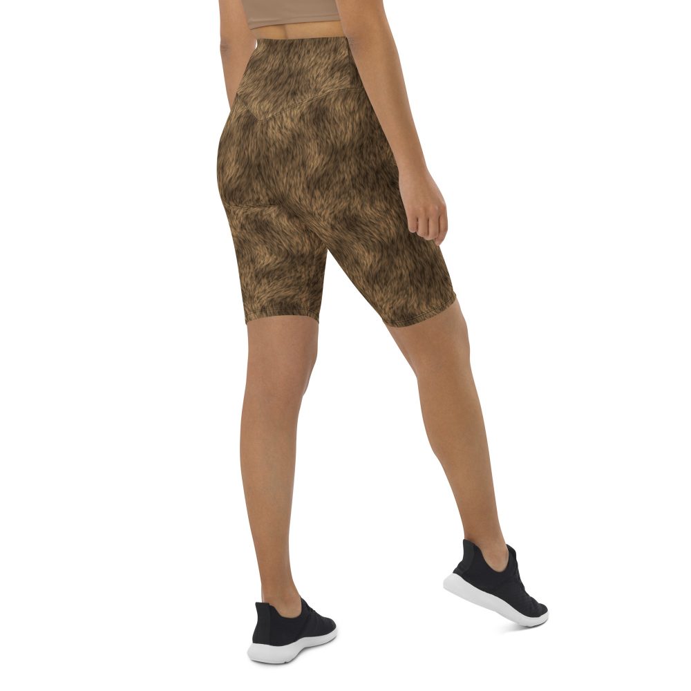 Brown Fur Print Bear Dog Cat Costume Bike Shorts - Image 4