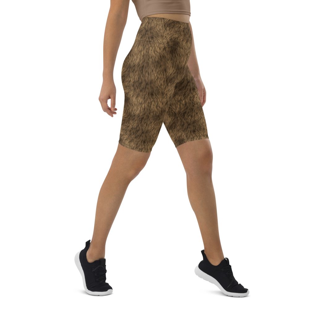Brown Fur Print Bear Dog Cat Costume Bike Shorts - Image 5