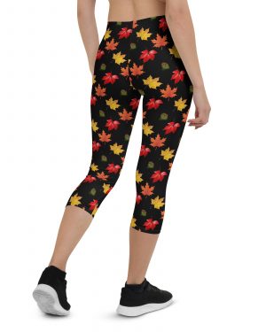 Colorful Autumn Leaves Capri Leggings