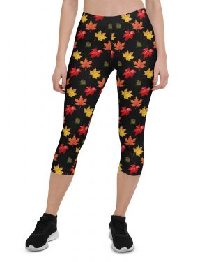 Colorful Autumn Leaves Capri Leggings