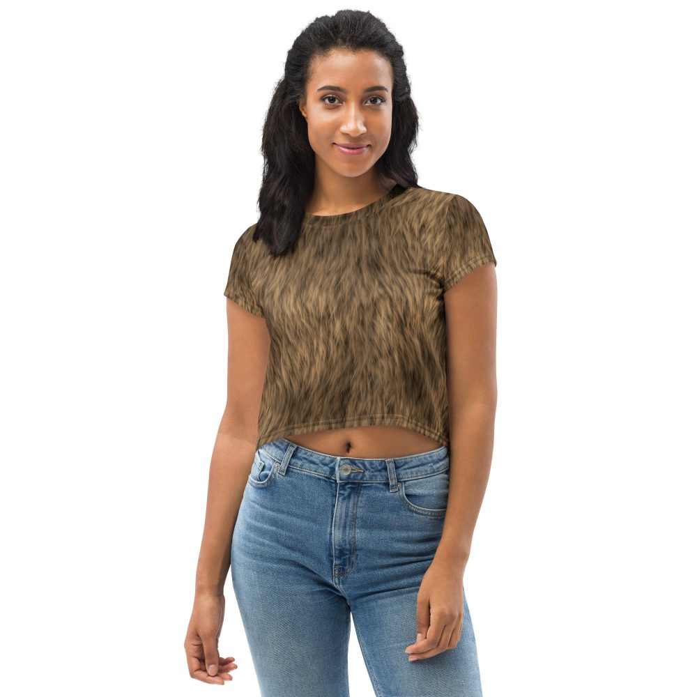 Brown Fur Print Bear Dog Cat Costume Crop Tee
