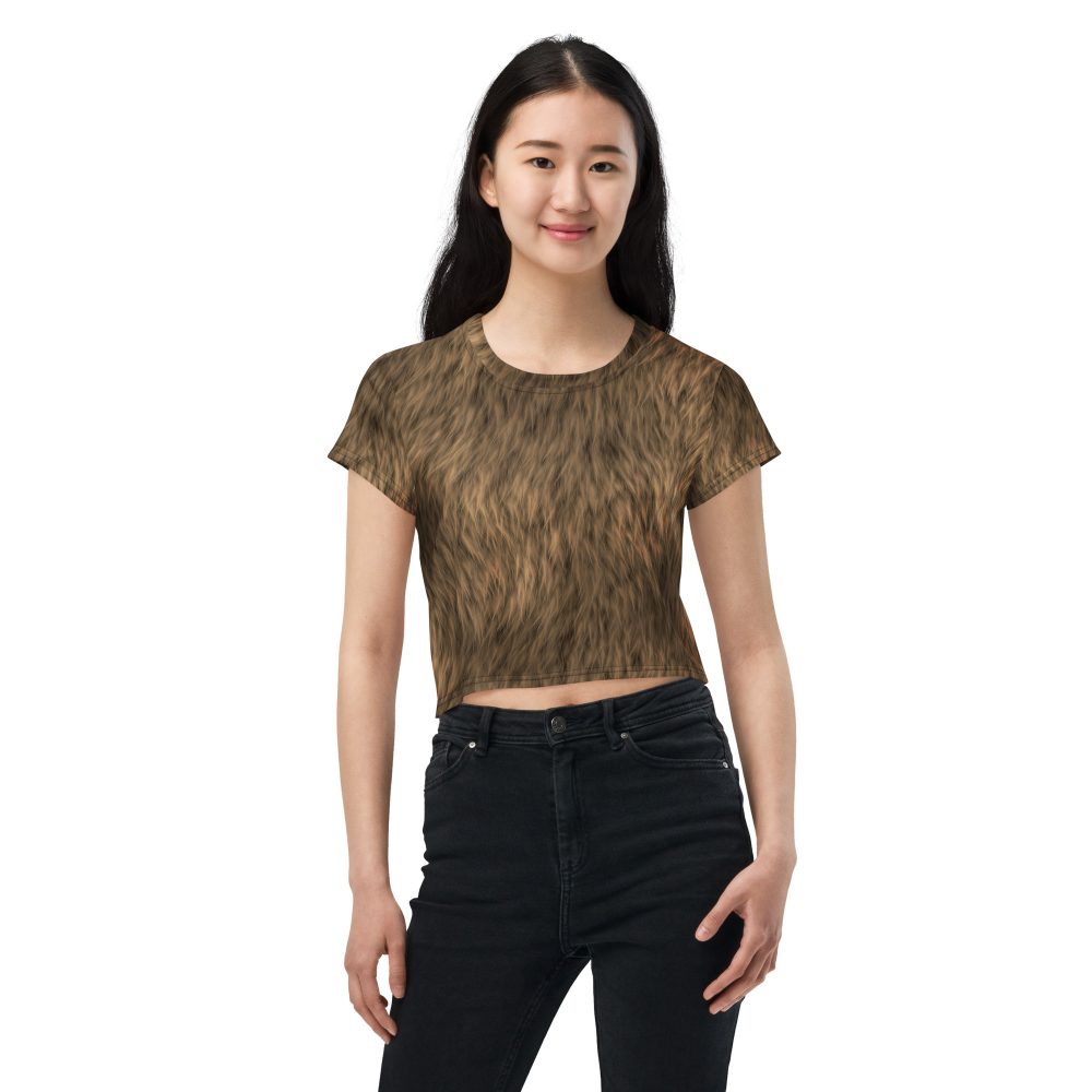 Brown Fur Print Bear Dog Cat Costume Crop Tee - Image 2