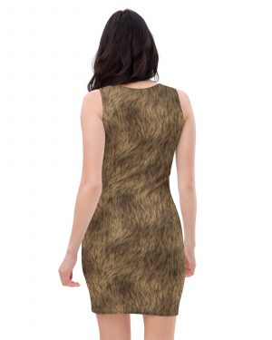 Brown Fur Print Bear Dog Cat Costume Fitted Bodycon Dress