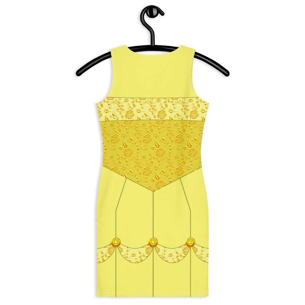 Princess Belle Costume Beauty And The Beast Halloween Cosplay Fitted Bodycon Dress - Image 2