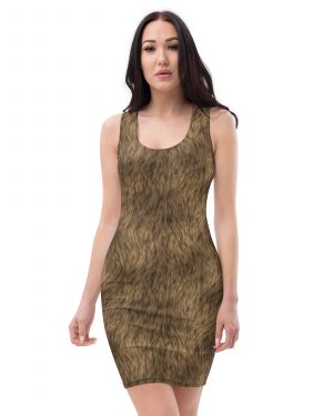 Brown Fur Print Bear Dog Cat Costume Fitted Bodycon Dress