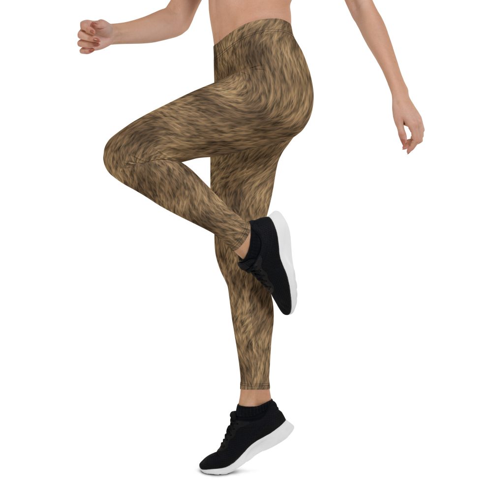 Brown Fur Print Bear Dog Cat Costume Leggings - Image 4