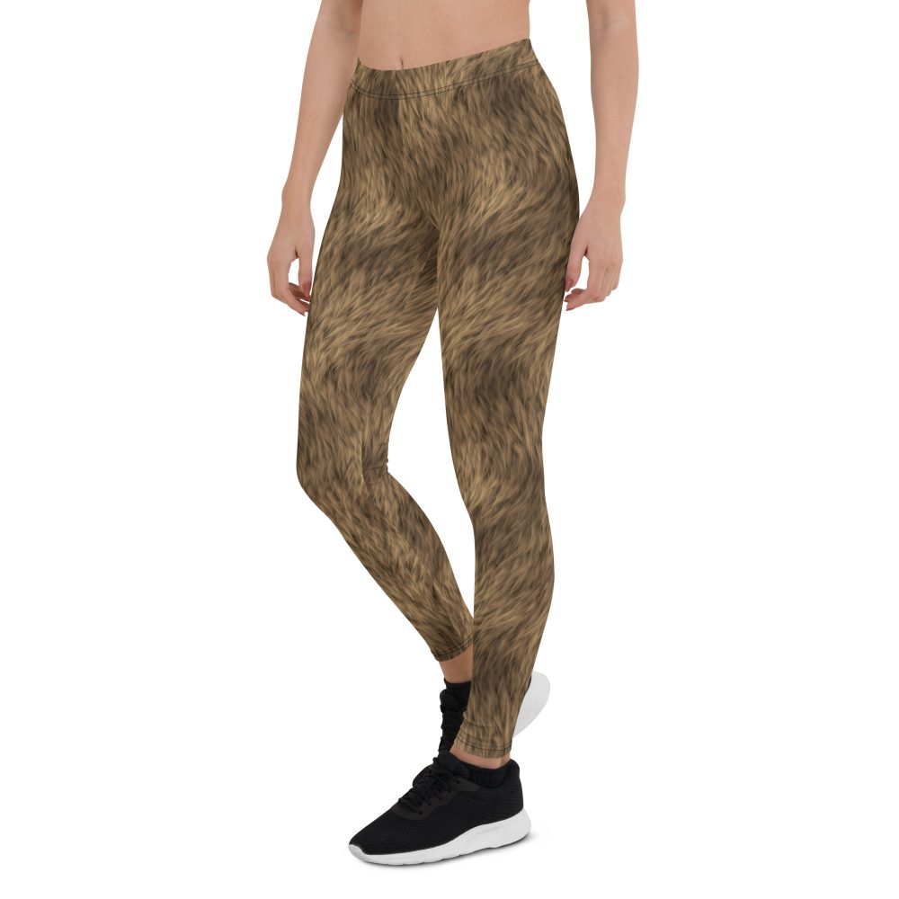 Brown Fur Print Bear Dog Cat Costume Leggings - Image 3