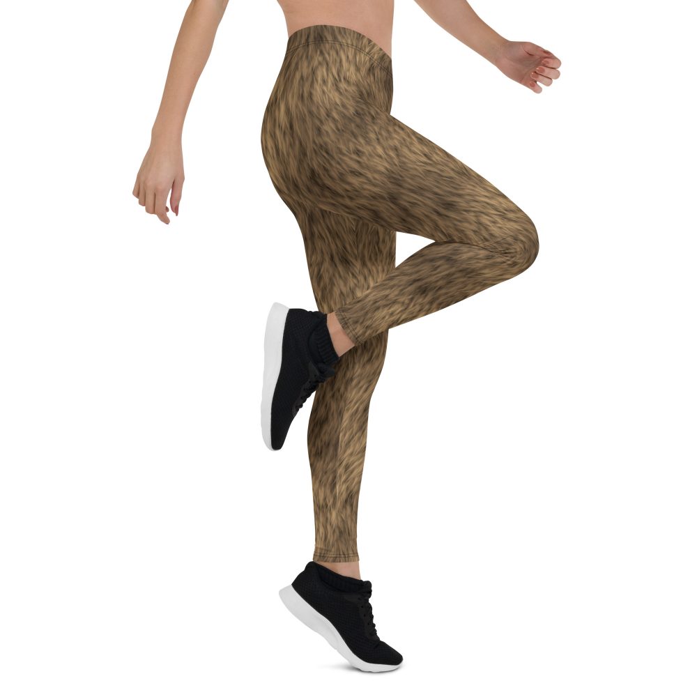 Brown Fur Print Bear Dog Cat Costume Leggings - Image 6