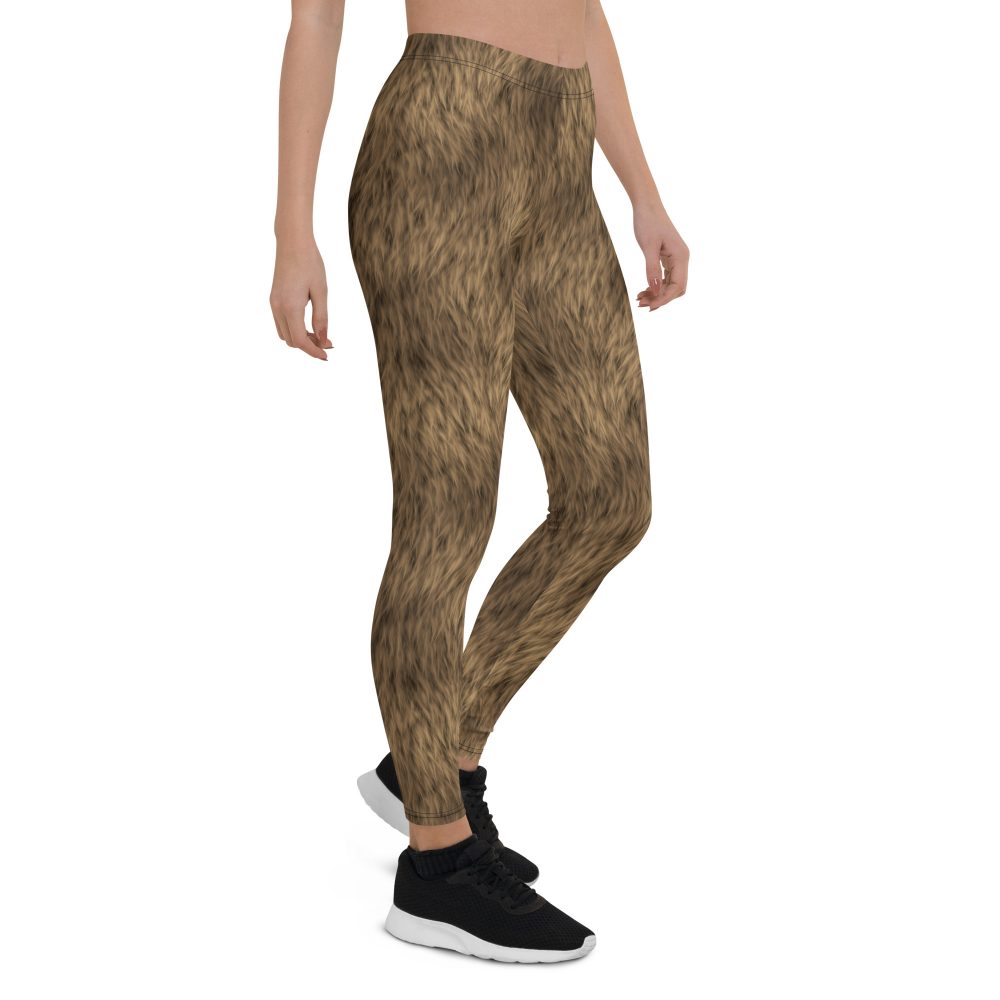 Brown Fur Print Bear Dog Cat Costume Leggings - Image 5