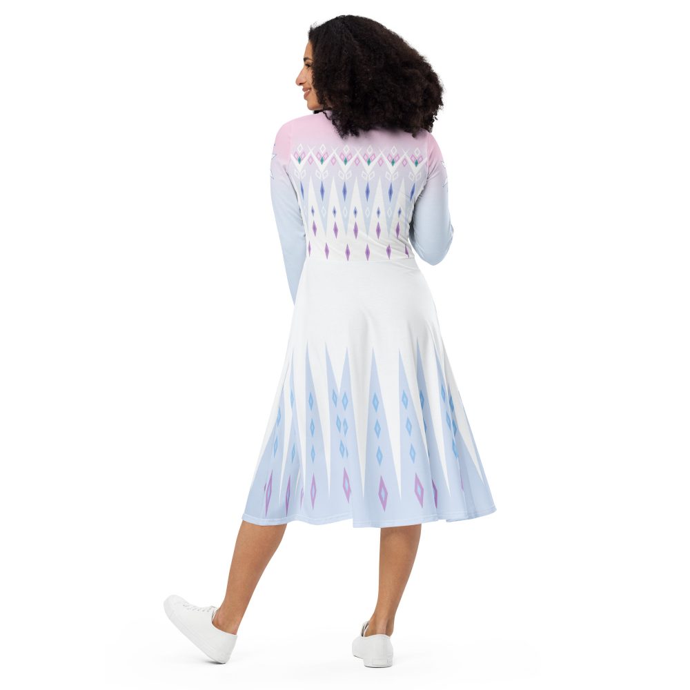 Elsa Frozen Ice Princess Long Sleeve Midi Dress - Image 2