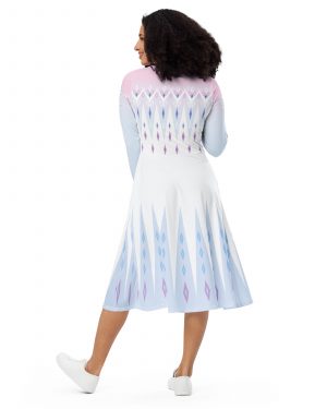 Elsa Frozen Ice Princess Long Sleeve Midi Dress