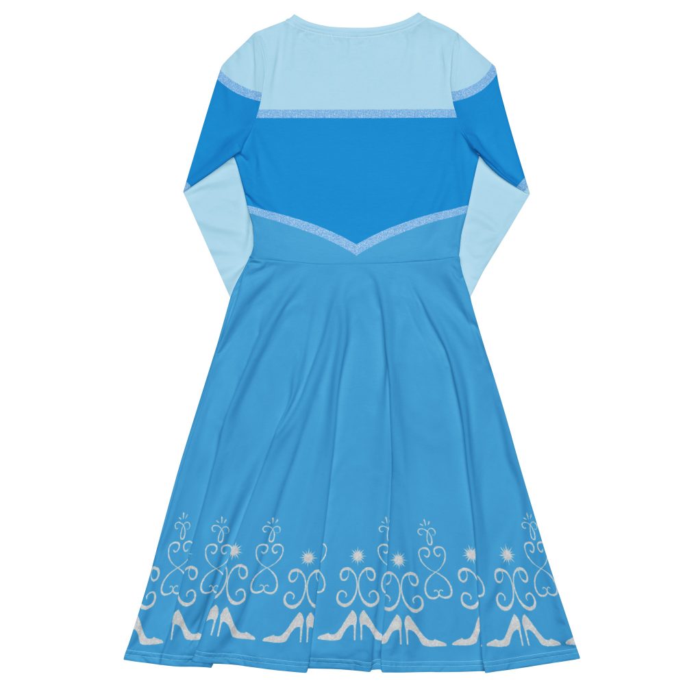 Princess Cinderella Halloween Cosplay Long Sleeve Midi Dress - Image 6