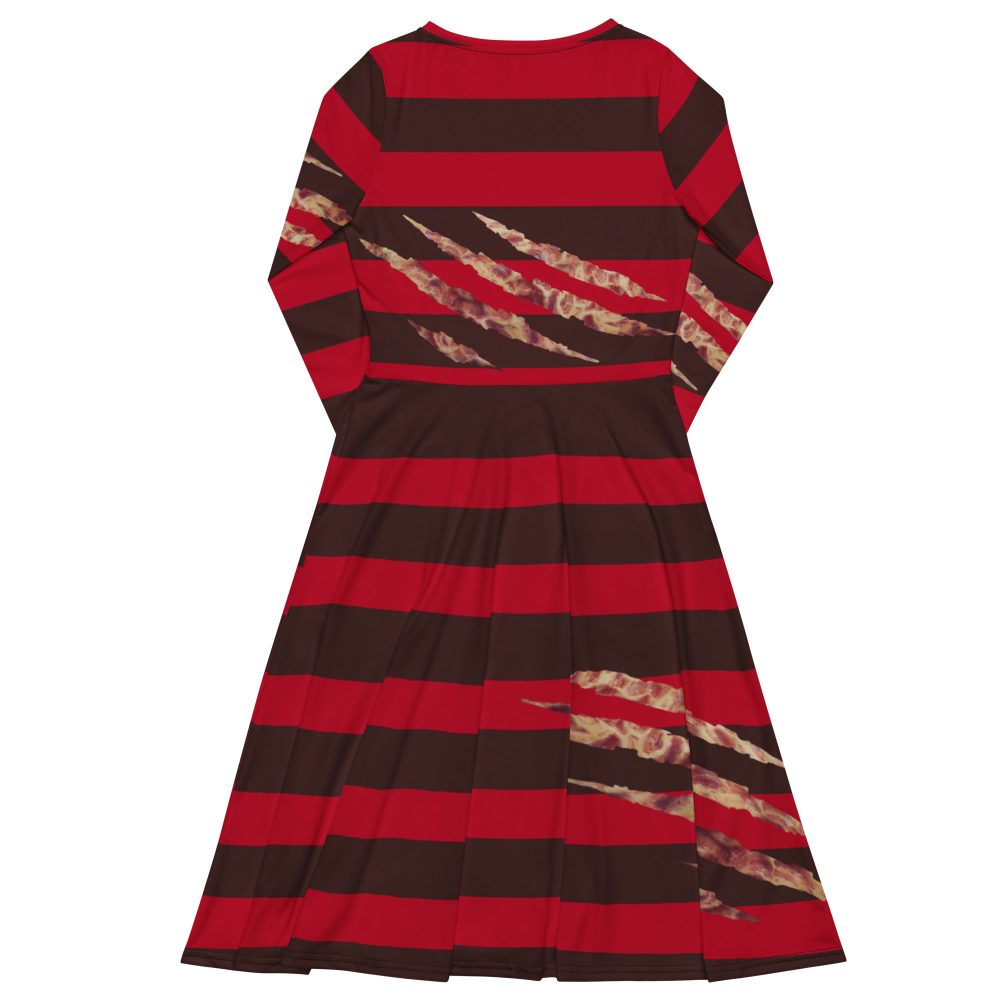 Freddy Kreuger Halloween Cosplay Long Sleeve Midi Dress - Image 4
