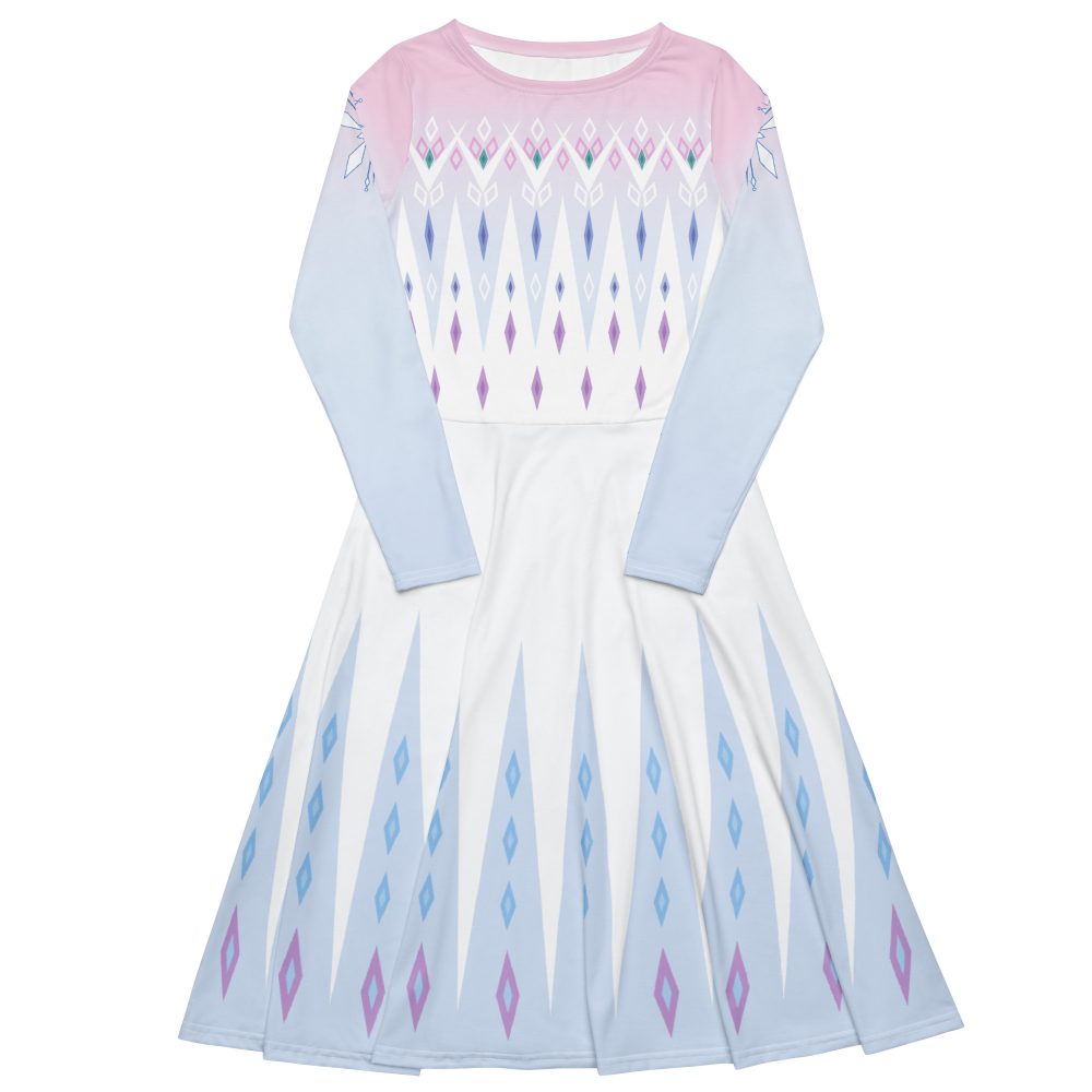 Elsa Frozen Ice Princess Long Sleeve Midi Dress - Image 6