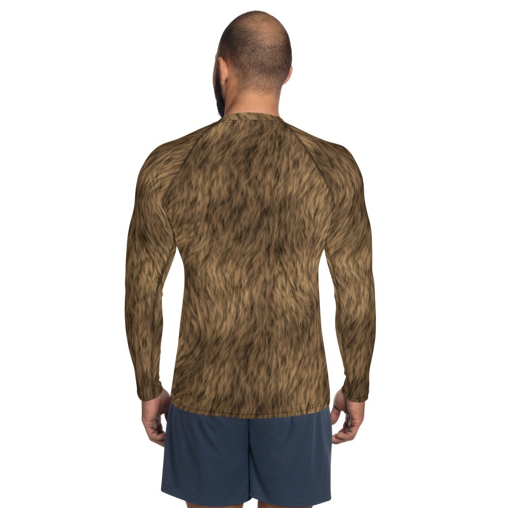 Brown Fur Print Bear Dog Cat Costume Men's Rash Guard - Image 7