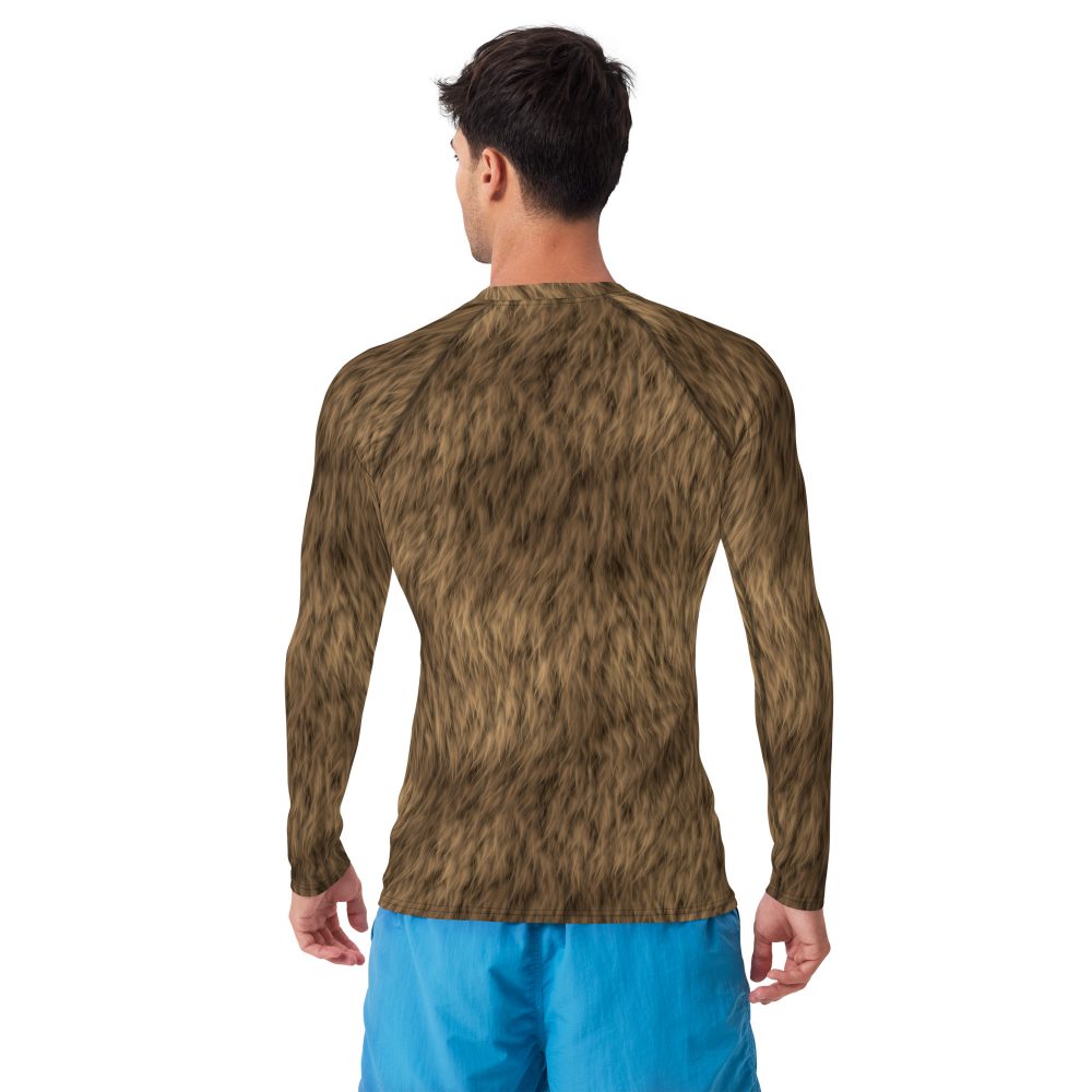 Brown Fur Print Bear Dog Cat Costume Men's Rash Guard - Image 8