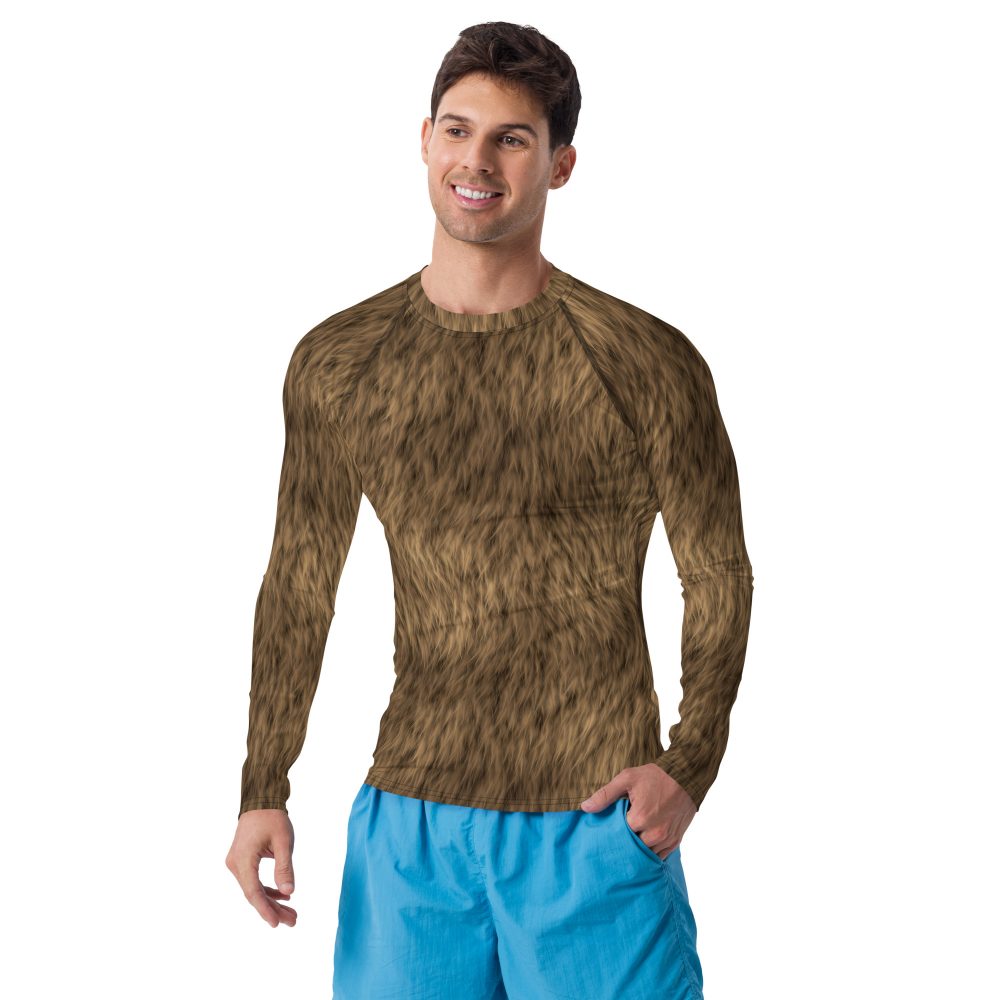Brown Fur Print Bear Dog Cat Costume Men's Rash Guard