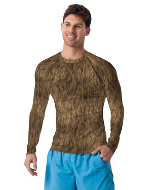 Brown Fur Print Bear Dog Cat Costume Men’s Rash Guard