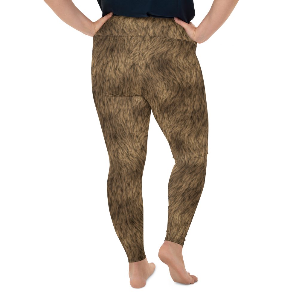 Brown Fur Print Bear Dog Cat Costume Plus Size Leggings - Image 2