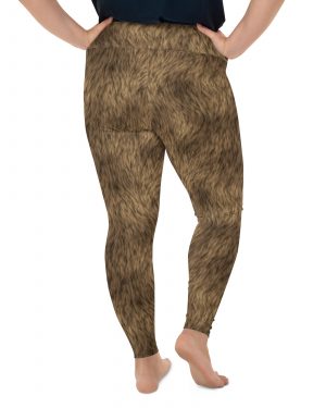 Brown Fur Print Bear Dog Cat Costume Plus Size Leggings