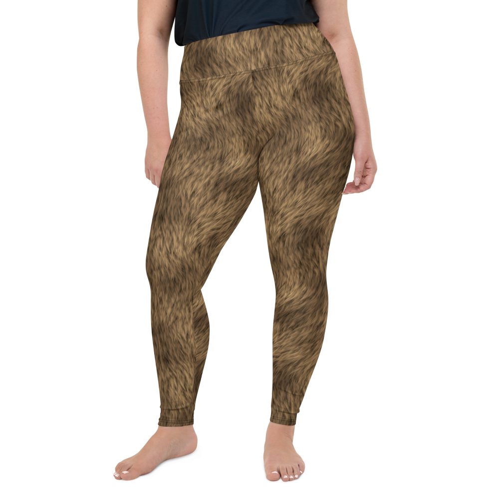 Brown Fur Print Bear Dog Cat Costume Plus Size Leggings