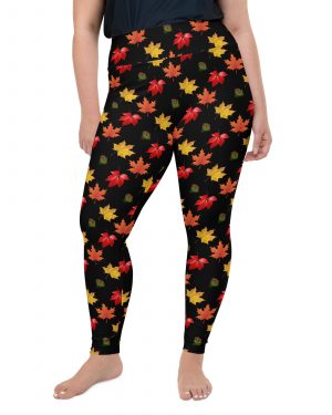 Colorful Autumn Leaves Plus Size Leggings