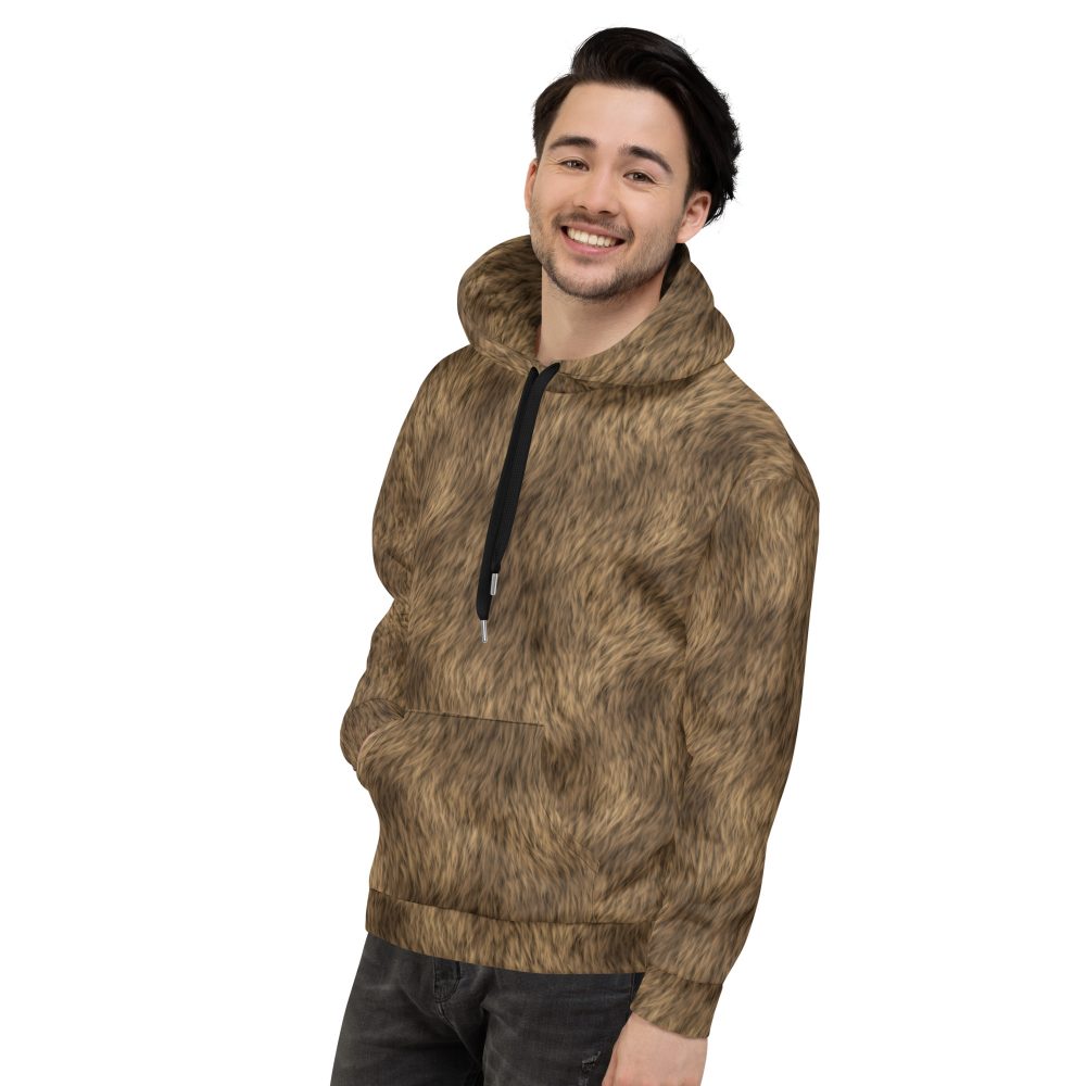 Brown Fur Print Bear Dog Cat Costume Unisex Hoodie - Image 7