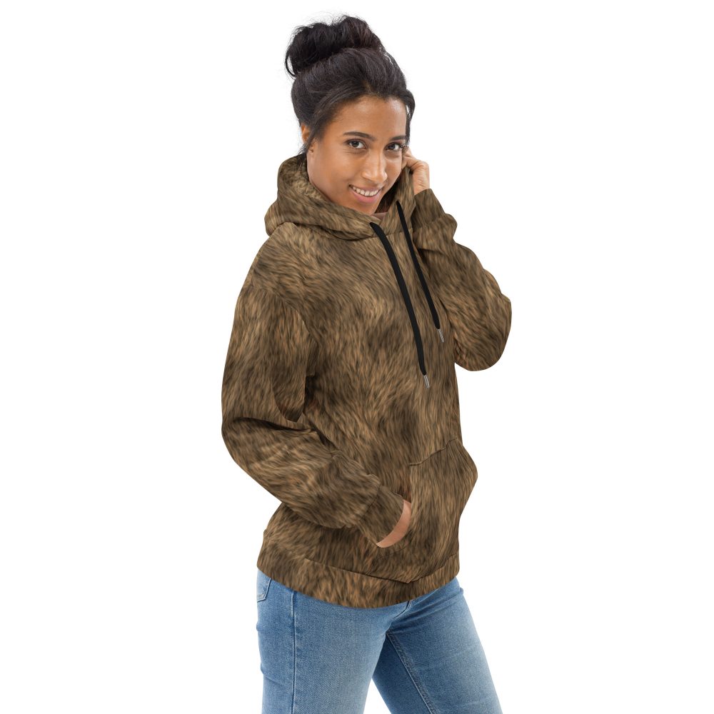 Brown Fur Print Bear Dog Cat Costume Unisex Hoodie - Image 3