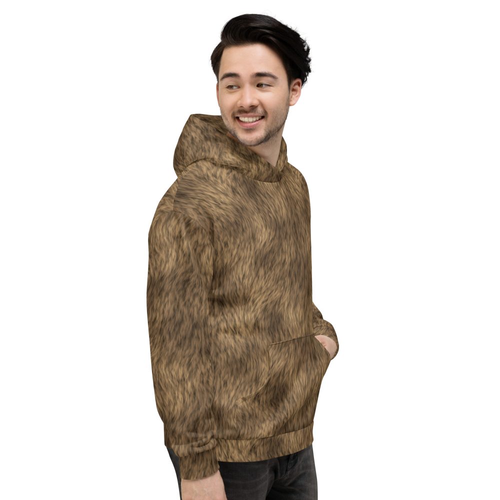 Brown Fur Print Bear Dog Cat Costume Unisex Hoodie - Image 6