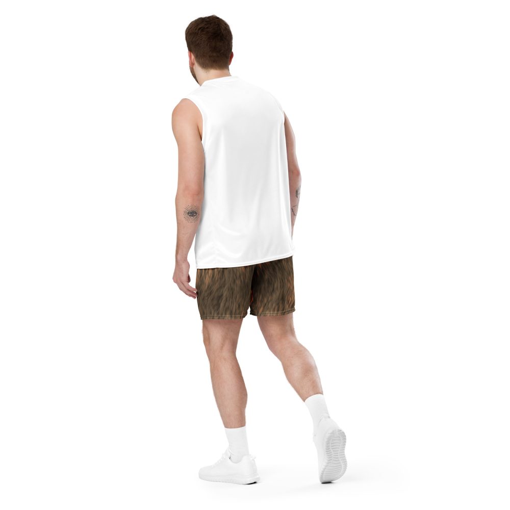 Brown Fur Print Bear Dog Cat Costume Unisex mesh shorts - Image 8